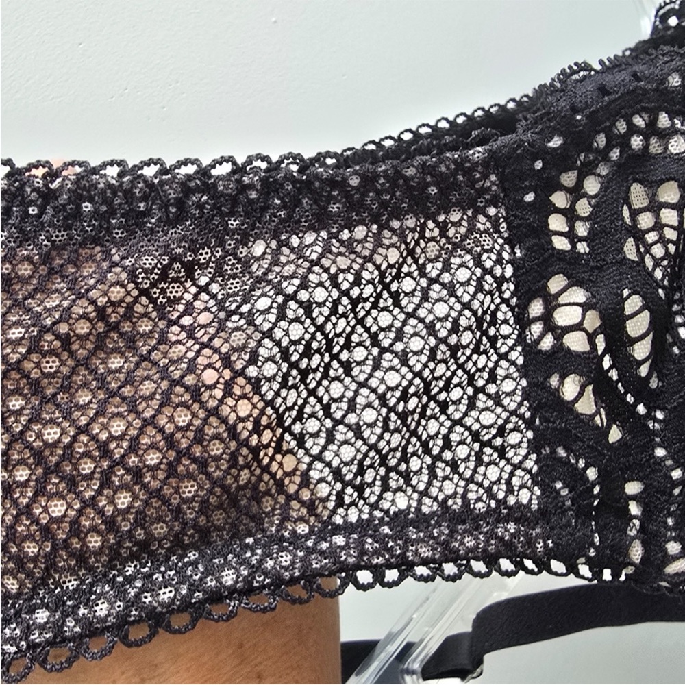VICTORIA SECRET Dream Angels Push up Lace Underwire Bra Black Nude 34B, NWT - Picture 5 of 11